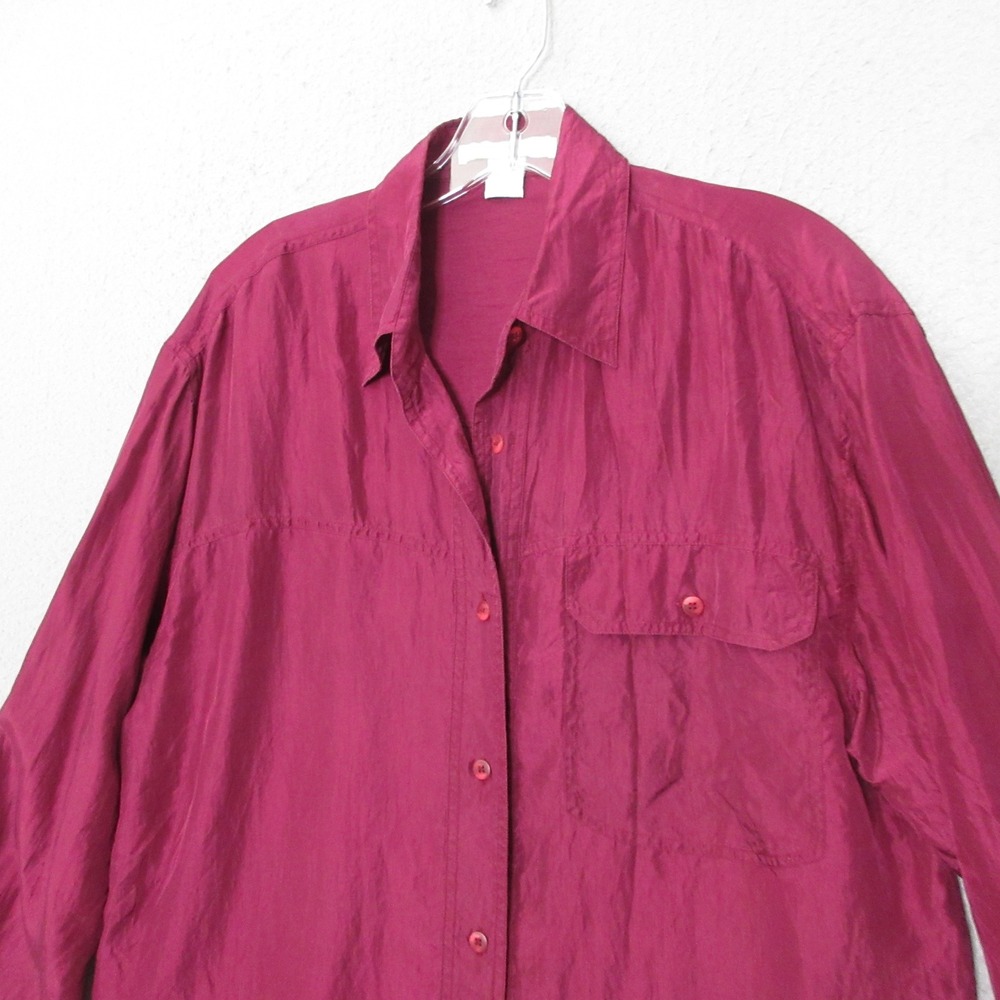 Vintage The Limited Top Silk Button Up Maroon Oversized Quiet Luxury 90s Minimal